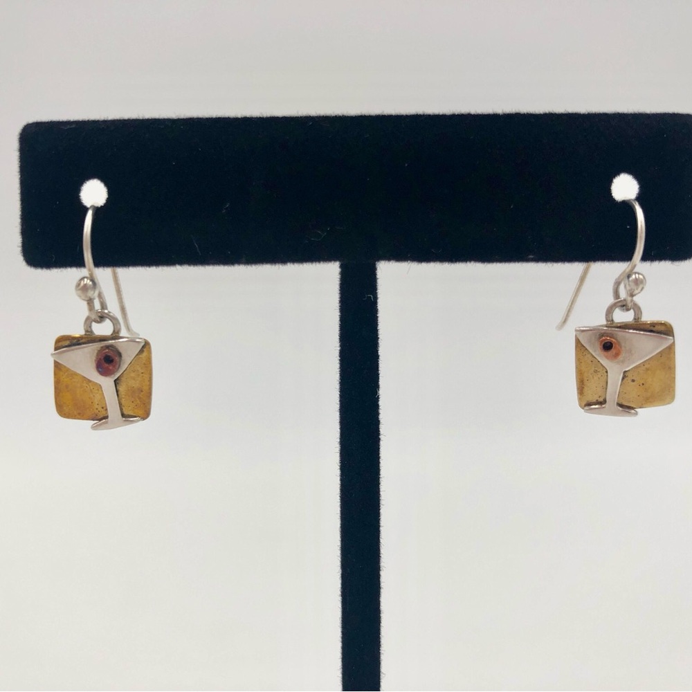 Elegant Silver and Gold Martini Earrings
